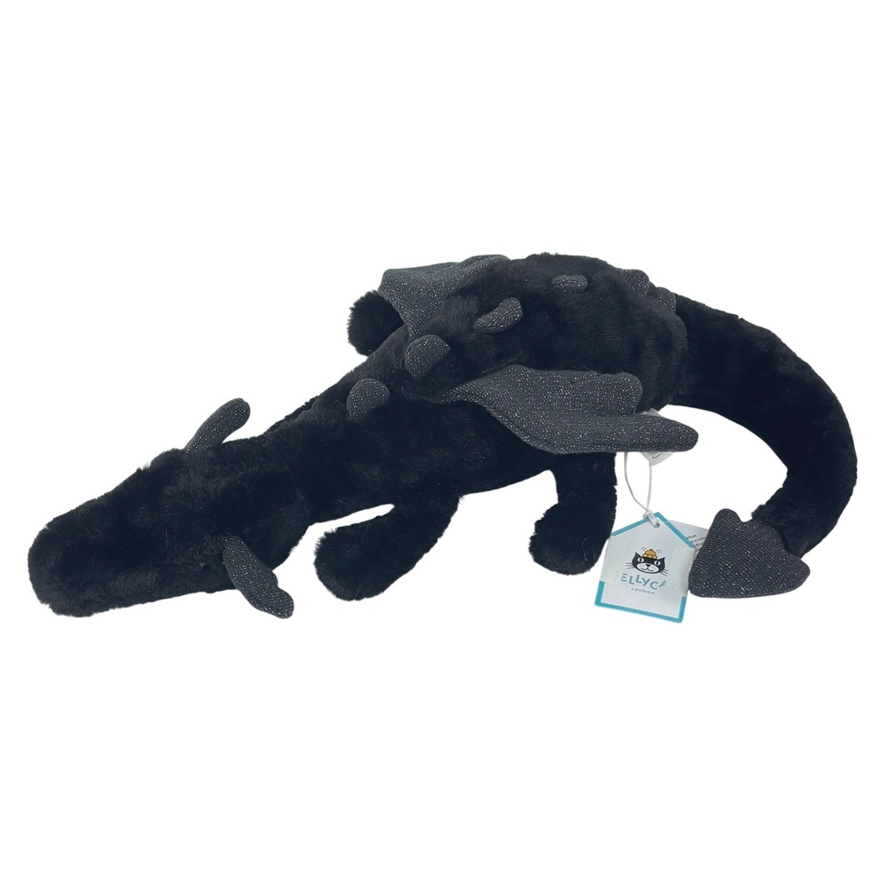 NWT Jellycat Little Onyx Dragon Black Glitter Wings Plush Toy Kid Gift- RARE